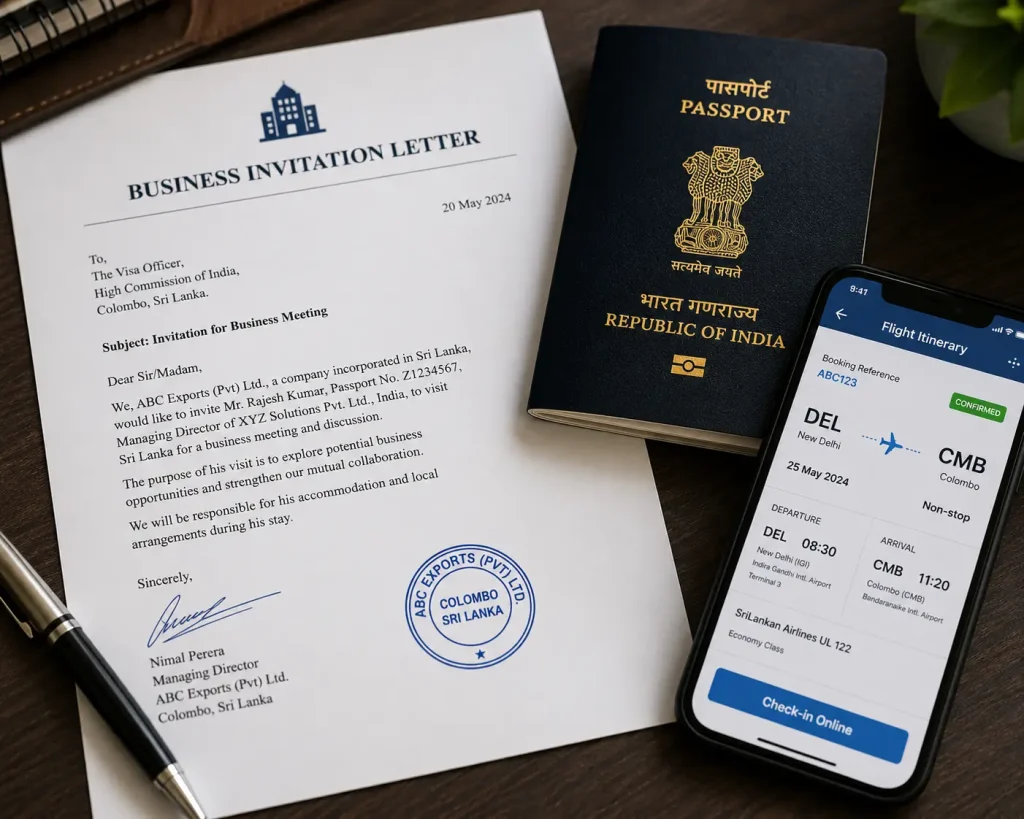 Crucial documents required to process a Business Visa Application India to Sri Lanka