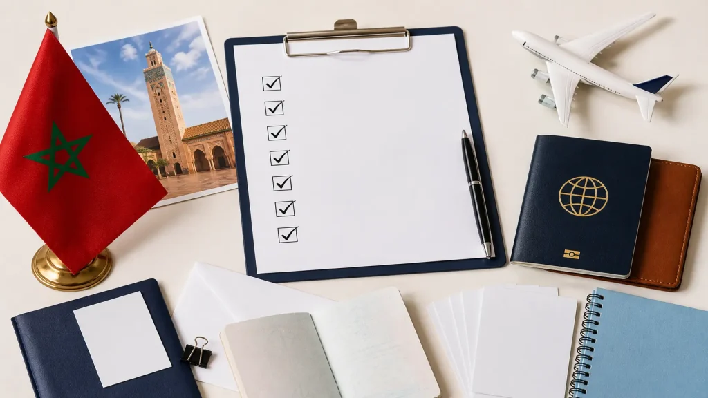 A detailed checklist of documents for a Moroccan visa